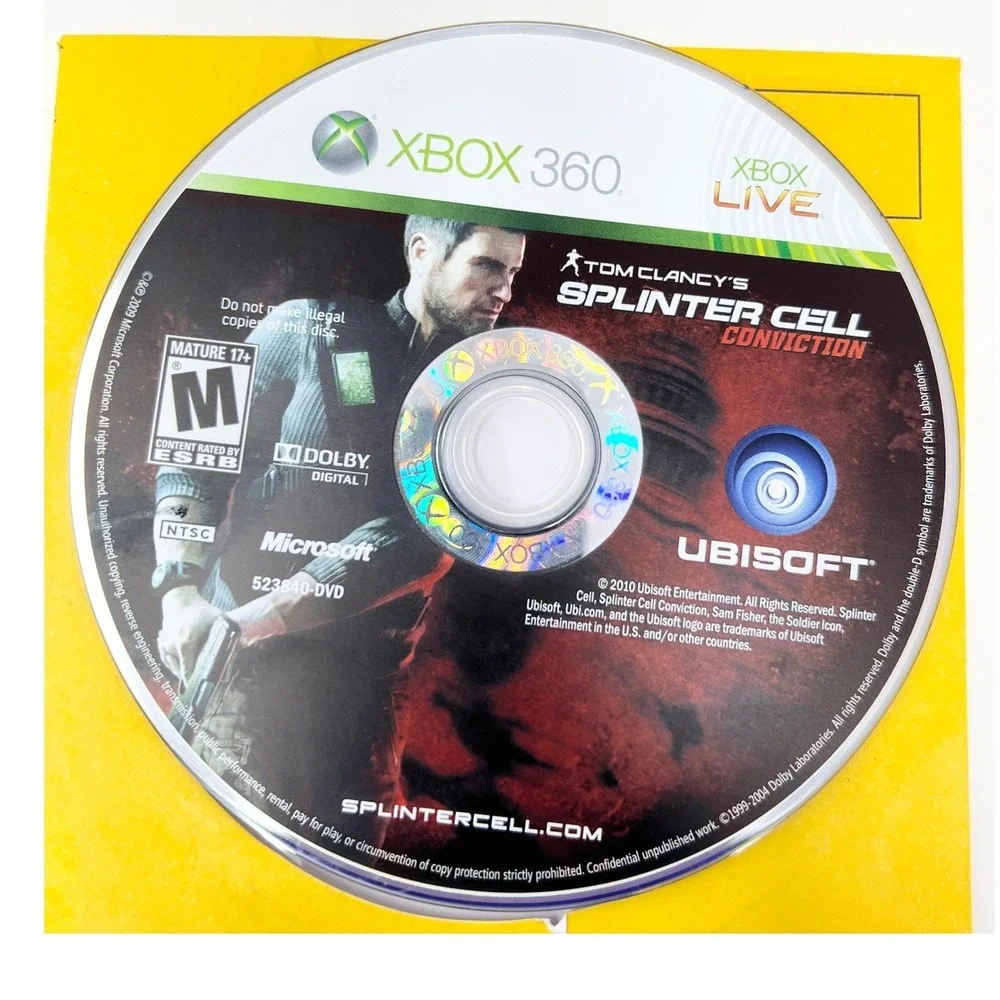 Tom Clancys Splinter Cell Conviction Xbox 360 Ubisoft Stealth‎ Action Game Disc